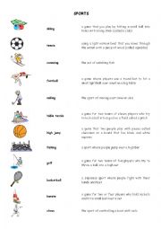 English Worksheet: sports