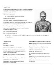 English Worksheet: The Art of Tattoo. Part 1: Tattoo or not to tattoo?