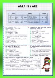 English Worksheet: Am, is, are