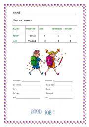 English Worksheet:  WRITE  ABOUT ........