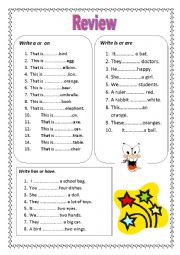 English Worksheet: a/an  this/that  is/are