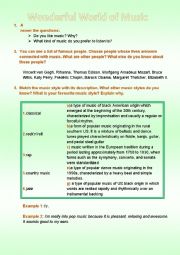 English Worksheet: Wonderful World of Music