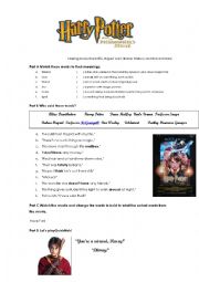 English Worksheet: Harry Potter and the Philosophers stone: Movie Activity
