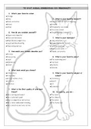 English Worksheet: personality test : what animal are you ?