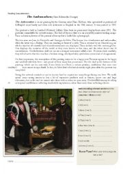English Worksheet: Art Appreciation Reading: The Ambassadors by Holbein