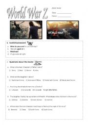 English Worksheet: World War Z worksheet 1 