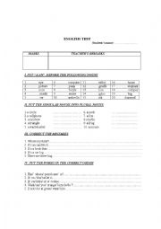 worksheet for revision