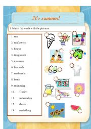 English Worksheet: Its summer