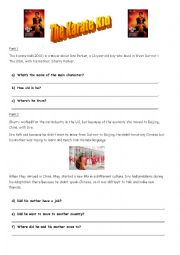 English Worksheet: The Karate Kid reading comprehension 