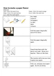 English Worksheet: How to make a paper flower