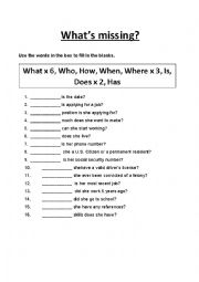 English Worksheet: Job Application Pair Work