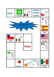 English Worksheet: countries board game