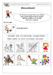 English Worksheet: What can they do?