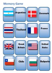 English Worksheet: Flags- memory game