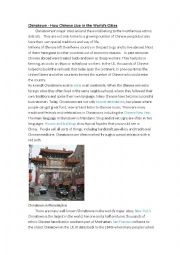 English Worksheet: Reading and oral/ writing excercise: Chinatown - How Chinese Live in the Worlds Cities