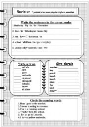 grammar revision sheet