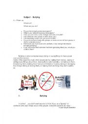 English Worksheet: Bullying