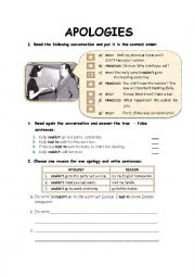 English Worksheet: APOLOGIES