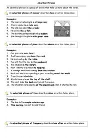 English Worksheet: Adverbial Phrases