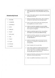 English Worksheet: Relationship vocabulary match