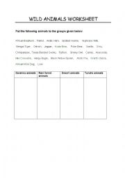 English Worksheet: WILD ANIMALS