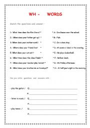 English Worksheet: WH-  WORDS