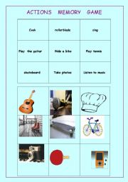 English Worksheet: ACTIONS   MEMORY  GAME