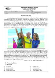 English Worksheet: The world cup song