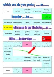 English Worksheet: which one do you prefer board game