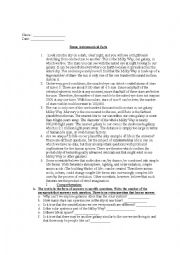 English Worksheet: astronomical facts