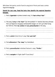 English Worksheet: Poetry 