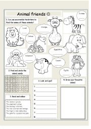 English Worksheet: Animals for kids