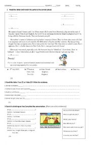 English Worksheet: Test 1st grade