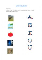 English Worksheet: VOWELS MATCHING 