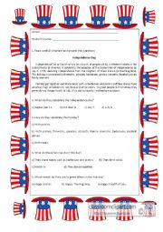 English Worksheet: Independence Day