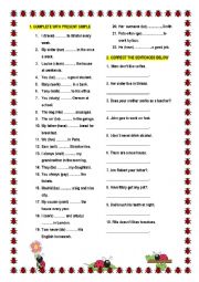 English Worksheet:  Present simple exercises with key.
