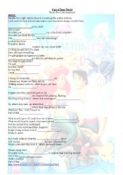 English Worksheet: Part of your world song fill in
