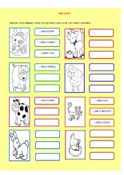 English Worksheet: WHO AM I?