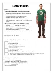 English Worksheet: Body Idioms pairwork