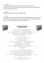 English Worksheet: If I had a million dollars: a song