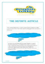 English Worksheet: The definite article