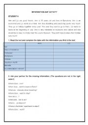 English Worksheet: INFORMATION-GAP ACTIVITY