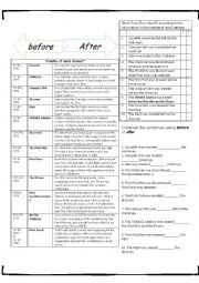 English Worksheet: Preposition of time AFTER / BEFORE 