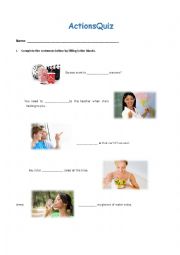 English Worksheet: Actions (verbs) Quizz