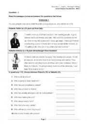 English Worksheet: A Reading and Writing Test Paper