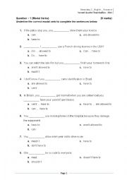 English Worksheet: A Grammar Test Paper