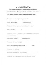 English Worksheet: In a hotel Role play