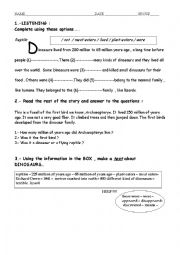 English Worksheet: dinosaurs