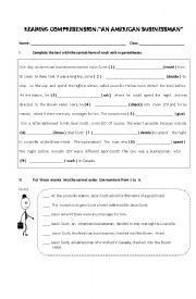 English Worksheet: Reding comprehension