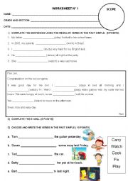 English Worksheet: PAST SIMPLE (worksheet 1)